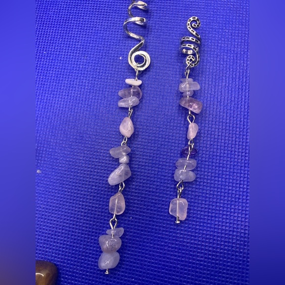 👚2/$15 Rose Quartz & Amethyst Hair Cuffs 4 Braids & Dreads! Unique Hair Jewelry! - Picture 5 of 8